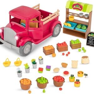 Lil Woodzeez Farmers Market Playset with Red Truck
